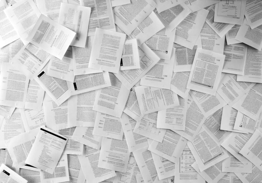 Close up image of so many papers lying on the floor
